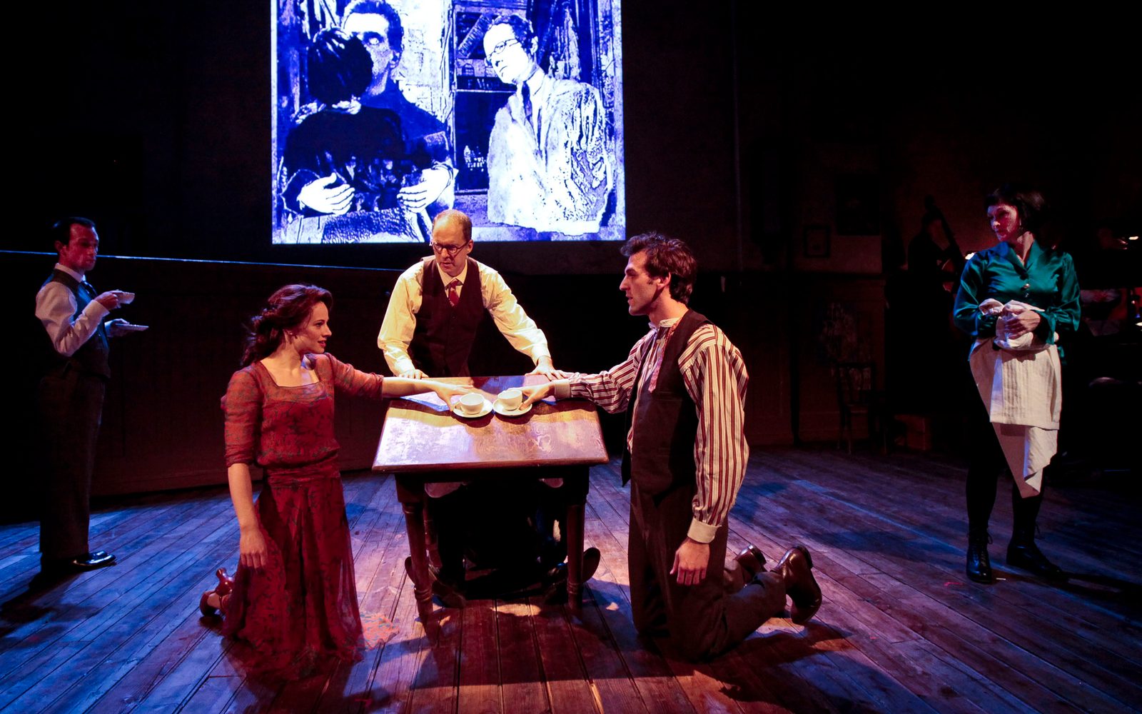 Conner Christiansen, Teal Wicks, Daniel Jenkins, Lucas Kavner, and Meghan McGeary in The Blue Flower.